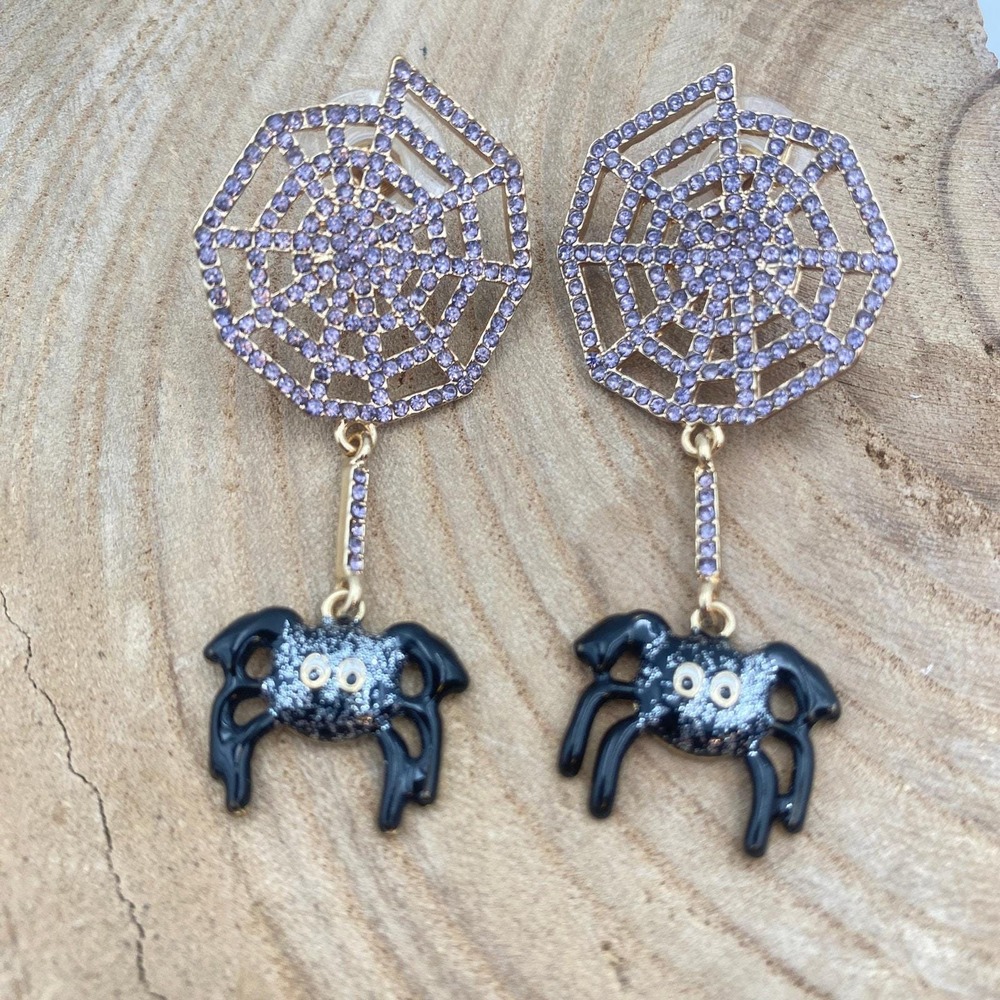 Baublebar Spider Web & Spider Earrings, Baublebar Halloween Earrings Purple